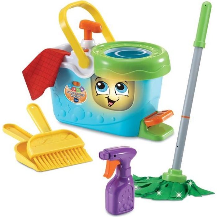 VTECH - 1,2,3 Imite-Moi - P'tit Chariot de Ménage Magi'clean - Jouet d'Imitation Enfant