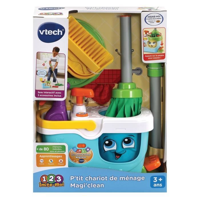 VTECH - 1,2,3 Imite-Moi - P'tit Chariot de MÈnage Magi'clean - Jouet d'Imitation Enfant