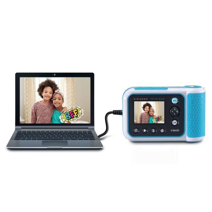 VTech KidiZoom Print Cam Bleu, Appareil photo enfant a impression instantanée, photo, selfie, vidéo, écran couleur, filtres et Effet