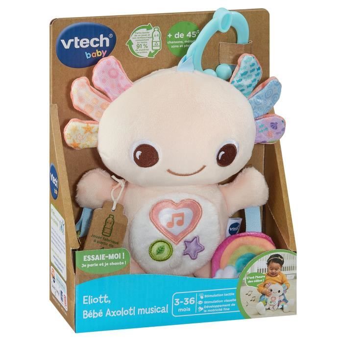 VTECH ELIOTT, BEBE AXOLOTL MUSICAL (BOUTEILLES PLASTIQUE RECYCLÉES)