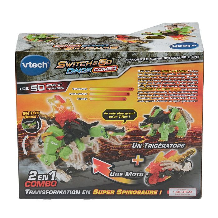 VTECH - SWITCH & GO DINOS COMBO - SPINOPS, LE SUPER SPINOSAURE 2 EN 1 - Multicolore