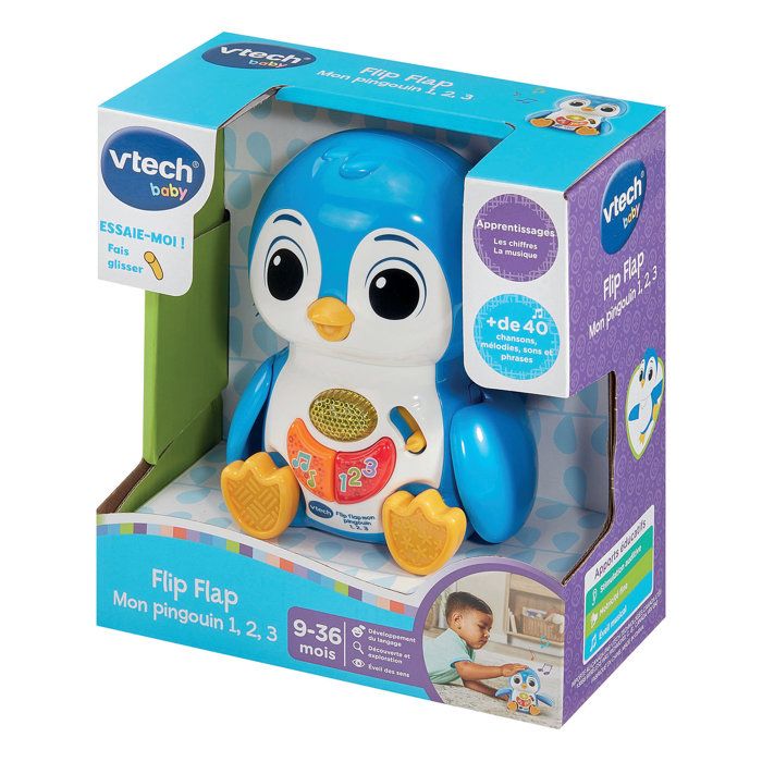 VTECH BABY - FLIP FLAP MON PINGOUIN 1,2,3 - Bleu