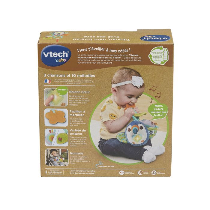 VTECH BABY - TITOUAN, MON TOUCAN ÉVEIL DES SENS (BOUTEILLES PLASTIQUE RECYCLÉES) - Multicolore