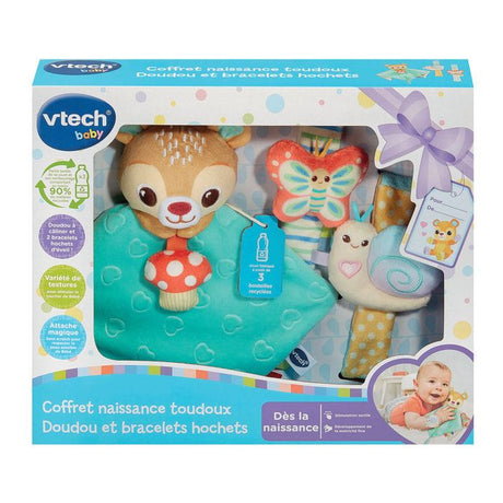 VTECH BABY - COFFRET NAISSANCE TOUDOUX - DOUDOU ET BRACELETS HOCHETS (BOUTEILLES PLASTIQUE RECYCLÉES) - Multicolore