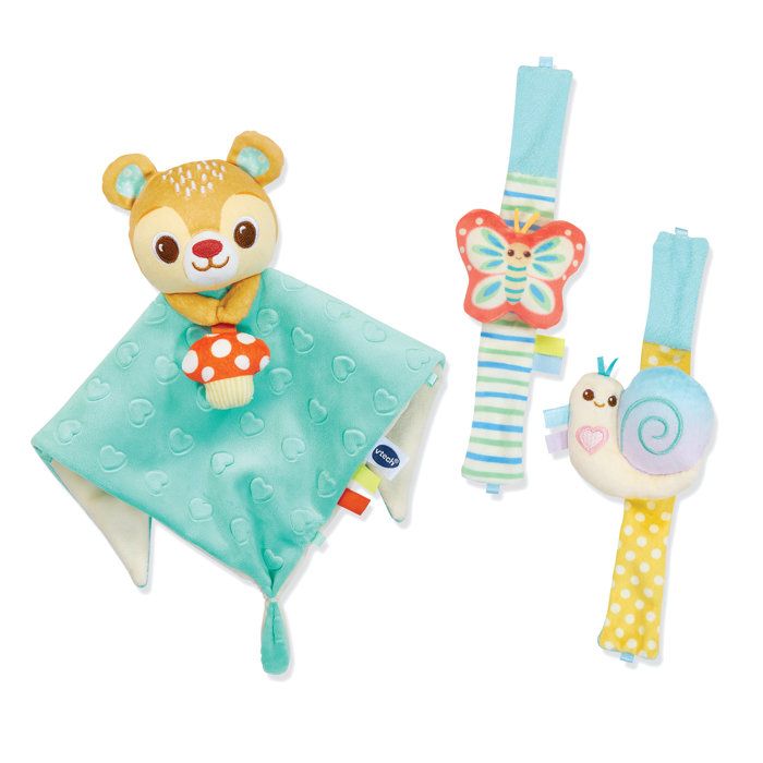 VTECH BABY - COFFRET NAISSANCE TOUDOUX - DOUDOU ET BRACELETS HOCHETS (BOUTEILLES PLASTIQUE RECYCLÉES) - Multicolore