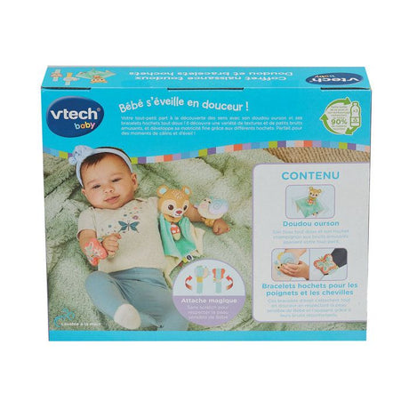 VTECH BABY - COFFRET NAISSANCE TOUDOUX - DOUDOU ET BRACELETS HOCHETS (BOUTEILLES PLASTIQUE RECYCLÉES) - Multicolore