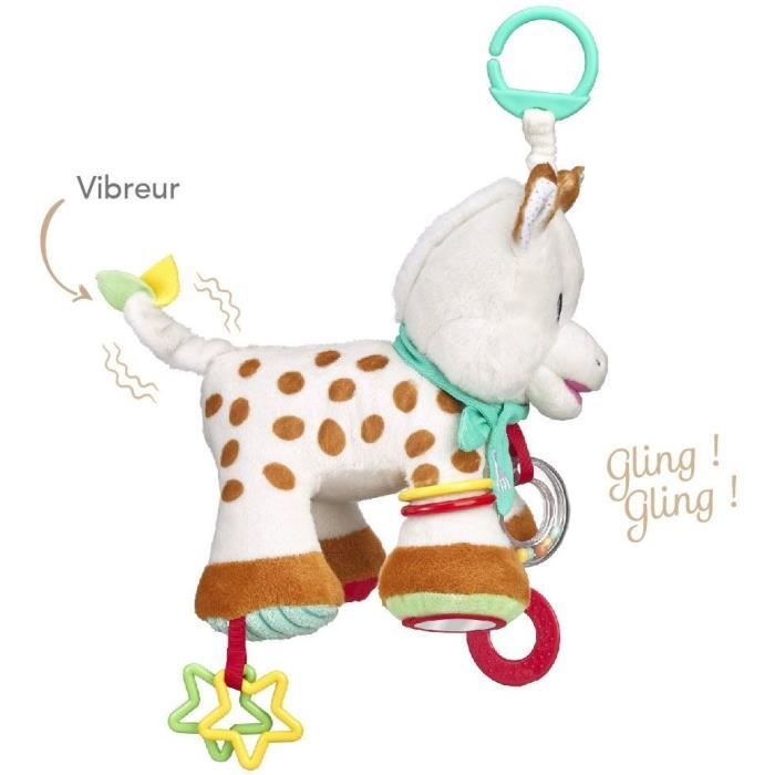 Peluche d'activités VULLI - Micro velours - Crochet de fixation poussette ou lit bébé