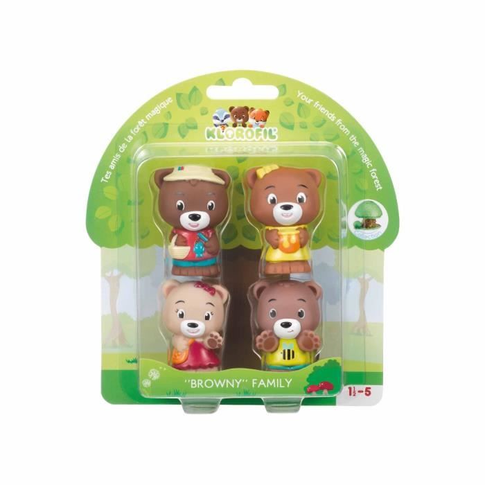 Lot de 4 personnages famille Browny - VULLI - Les Klorofil - Bébé - Mixte