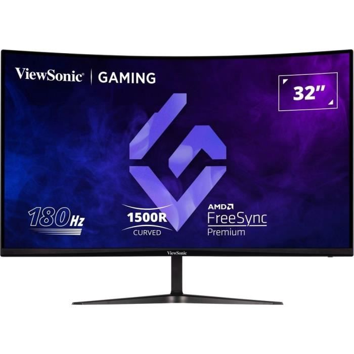 Ecran PC Gamer Incurvé - VIEWSONIC VX3218 - PC - MHD - 32 FHD - Dalle VA - 1 ms - 180Hz - DisplayPort - AMD FreeSync