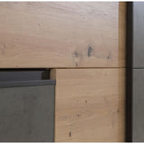 Armoire 2 portes coulissantes 3 tiroirs - Décor chęne artisan et béton gris - L 200,1 x P 61,2 x H 200,5 cm - WINN2