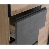 Armoire 2 portes coulissantes 3 tiroirs - Décor chęne artisan et béton gris - L 200,1 x P 61,2 x H 200,5 cm - WINN2