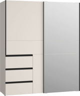 Armoire - 2 portes coulissantes 3 tiroirs - Décor Sable et miroir - L170,3 x P61,2 x H200,5 cm - WINN 2