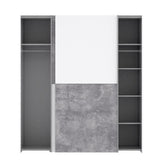 ULOS Armoire 2 portes coulissantes - DÈcor bÈton gris clair et blanc - L 170.3 cm