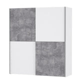 ULOS Armoire 2 portes coulissantes - DÈcor bÈton gris clair et blanc - L 170.3 cm