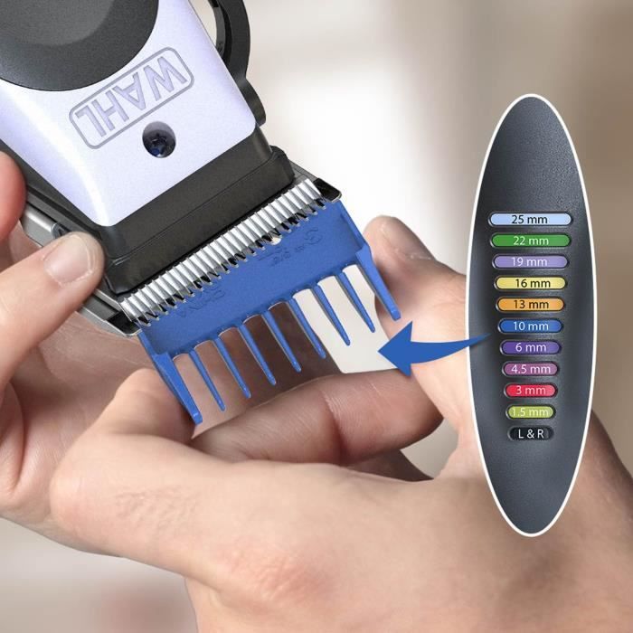 Tondeuse a cheveux - WAHL - ColorPro Cordless Lithium - 240 V - 120 min - Blanc / Noir