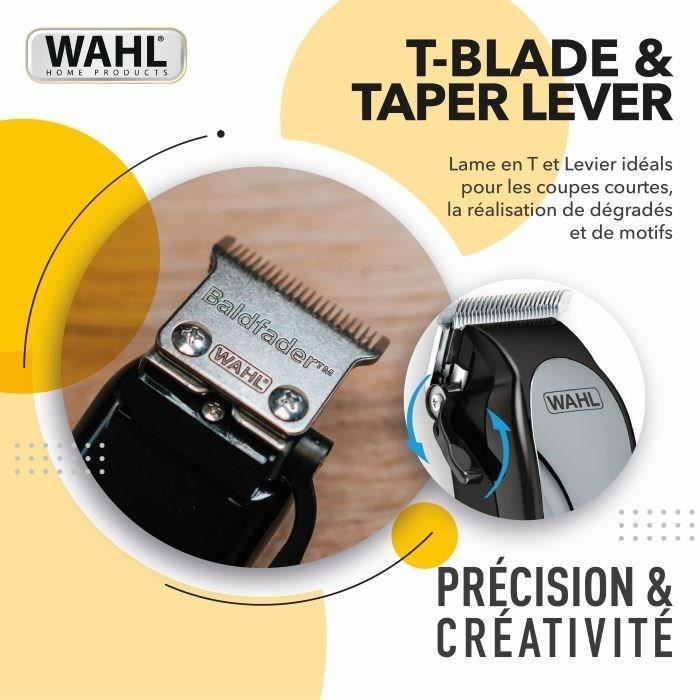 WAHL 20107.0460 Tondeuse cheveux Baldfader - Tondeuse filaire - Fonction effilage - Aff˚tage auto - Largeur de lame 45mm