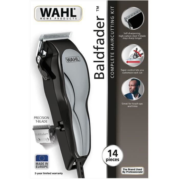 WAHL 20107.0460 Tondeuse cheveux Baldfader - Tondeuse filaire - Fonction effilage - Aff˚tage auto - Largeur de lame 45mm