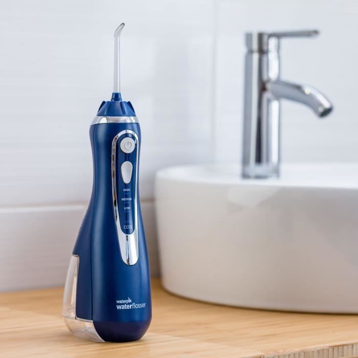 Jet Dentaire - WATERPIK - WP-583 Advanced - Sans Fil - Rechargeable - 3 Niveaux de pression - 4 Embouts