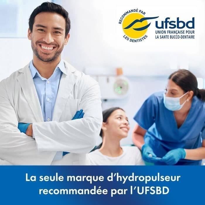 Waterpik WF-20 Pulse, Hydropulseur Sans Fil, Recommandé par l'UFSBD, Jet dentaire Rechargeable, Elimine la Plaque, Blanc