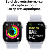 Apple Watch Series 10 GPS - 42mm - BoÓtier Silver Aluminium - Bracelet Blue Cloud Sport Loop