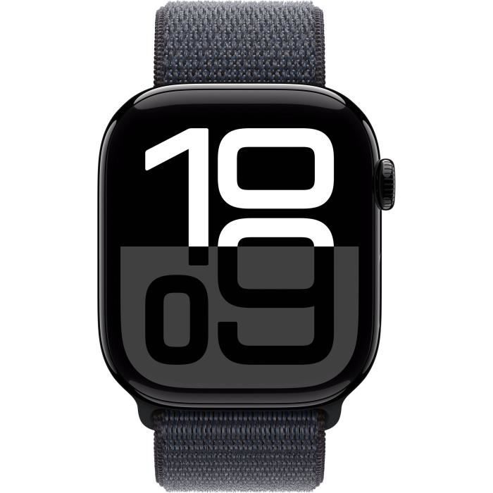 Apple Watch Series 10 GPS - 46mm - BoÓtier Jet Black Aluminium - Bracelet Ink Sport Loop