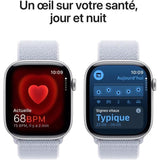 Apple Watch Series 10 GPS + Cellular - 46mm - Boîtier Silver Aluminium - Bracelet Blue Cloud Sport Loop