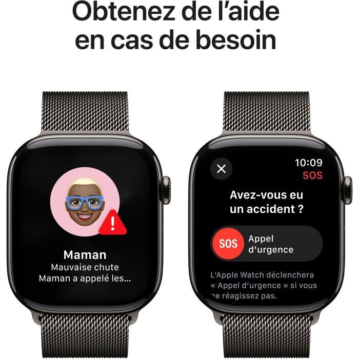 Apple Watch Series 10 GPS + Cellular - 46mm - Boîtier Slate Titanium - Bracelet Slate Milanese Loop - M/L