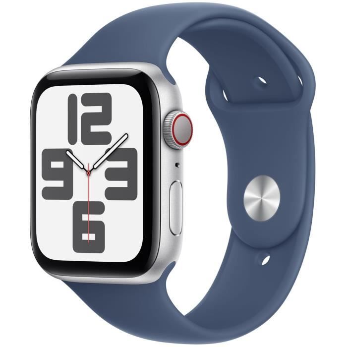 Apple Watch SE GPS + Cellular - 44mm - Boîtier Silver Aluminium - Bracelet Denim Sport Band - M/L