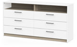 Commode - WATSON - 6 tiroirs - Chene Kronberg / Blanc mat - 162,7 x 39,5 x 81,1 cm - DEMEYERE