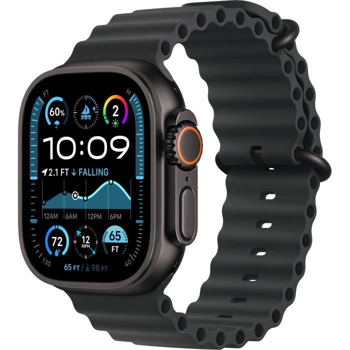 Apple Watch Ultra 2 GPS + Cellular - 49mm - Boîtier Black Titanium - Bracelet Black Ocean Band