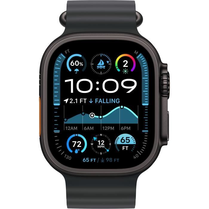 Apple Watch Ultra 2 GPS + Cellular - 49mm - Boîtier Black Titanium - Bracelet Black Ocean Band