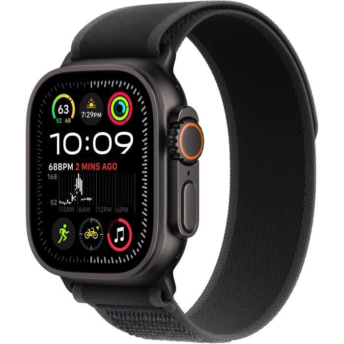 Apple Watch Ultra 2 GPS + Cellular - 49mm - Boîtier Black Titanium - Bracelet Black Trail Loop - S/M