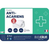 Couette microfibre anti-acariens/antibactérien - 240 x 220 cm - BLEU CALIN - Chaude - 400 g/m² - Blanc