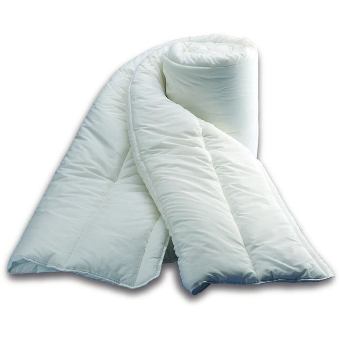 Couette microfibre anti-acariens/antibactérien - 240 x 220 cm - BLEU CALIN - Chaude - 400 g/m² - Blanc