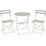 Set bistrot 2 personnes - Table ronde pliante 60 cm + 2 chaises - Acier thermolaqué - Vert