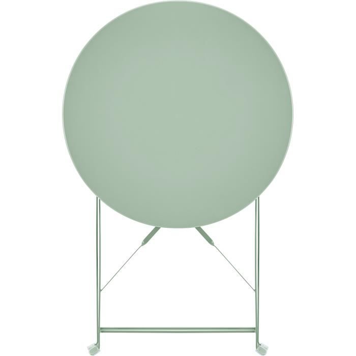 Set bistrot 2 personnes - Table ronde pliante 60 cm + 2 chaises - Acier thermolaqué - Vert