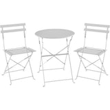 Set bistrot - Ensemble repas de jardin - Table pliante Diam.60 cm  + 2 chaises - Acier thermolaqué - Gris