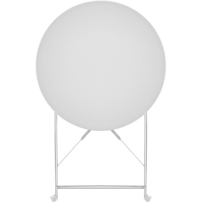 Set bistrot - Ensemble repas de jardin - Table pliante Diam.60 cm  + 2 chaises - Acier thermolaqué - Gris