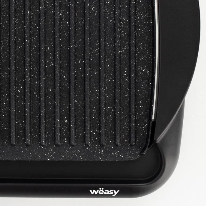 WEASY STO52 Plancha ÈlÈctrique 2000W - Plaque effet pierre - 52x27cm - TempÈrature rÈglable - Revetement anti-adhÈsif - Bac