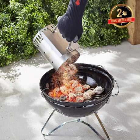 Cheminée d'allumage - WEBER - Petit Modele Smokey Joe - Acier inoxydable - Gris - Rapidité d'allumage