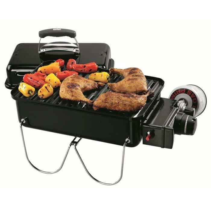 WEBER Barbecue a gaz GO ANYWHERE - 40,5 x 25,5 cm - Cuve et couvercle en acier émaillé - Brûleur inox