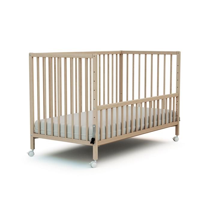WEBABY - Lit bébé cododo en bois avec roulettes 60 x 120 LIO  Hetre Brut - Taille unique