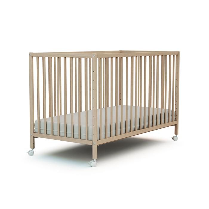 WEBABY - Lit bébé cododo en bois avec roulettes 60 x 120 LIO  Hetre Brut - Taille unique