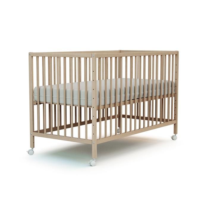 WEBABY - Lit bébé cododo en bois avec roulettes 60 x 120 LIO  Hetre Brut - Taille unique