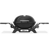 Barbecue a gaz - Weber - Q1200N - 2,94kW - 1 brűleur en acier inoxydable - Deux tablettes d'appoint - Fonte émaillée- Noir