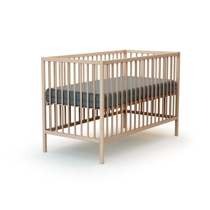 Lit bébé - 60 x 120 cm - WEBABY - ONE - Hetre brut
