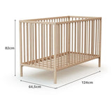 Lit bébé - 60 x 120 cm - WEBABY - ONE - Hetre brut