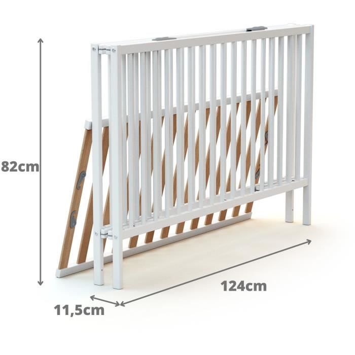Lit bébé pliant - 60 x 120 cm - WEBABY - FLEX - Blanc