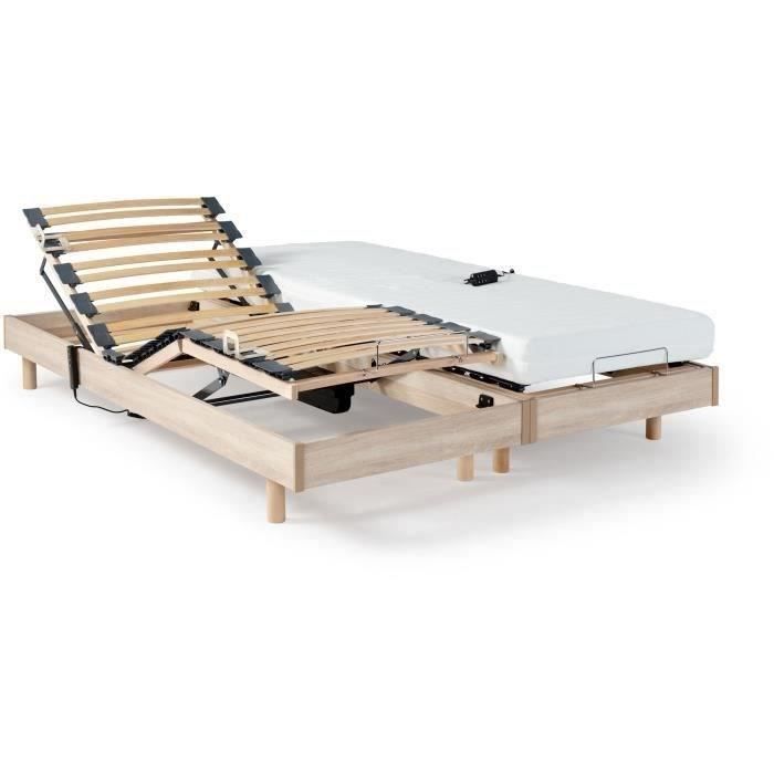 Ensemble relaxation matelas + sommiers électriques 2x70x190cm - Mousse - Ferme - TALCA Fabrication française