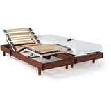 Ensemble relaxation TALCA matelas + sommiers électriques décor cerisier 2x70x190 - Mousse - 14 cm - Ferme
